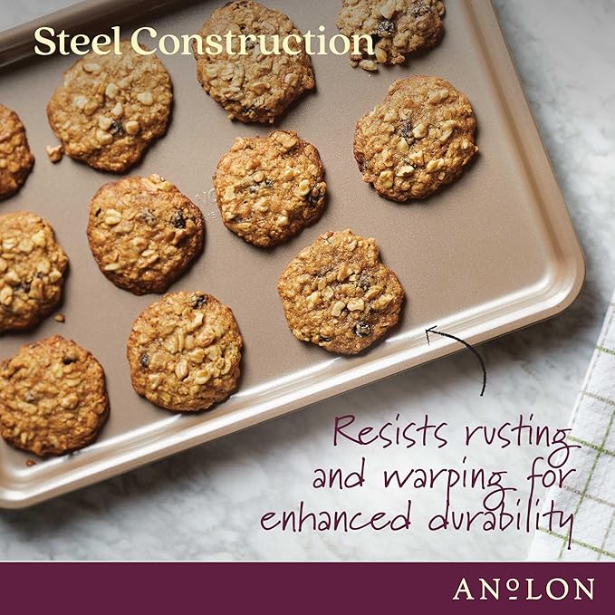 Anolon Gourmet Nonstick Bakeware Set with Nonstick Cookie Sheets / Baking Sheets - 3 Piece, Bronze