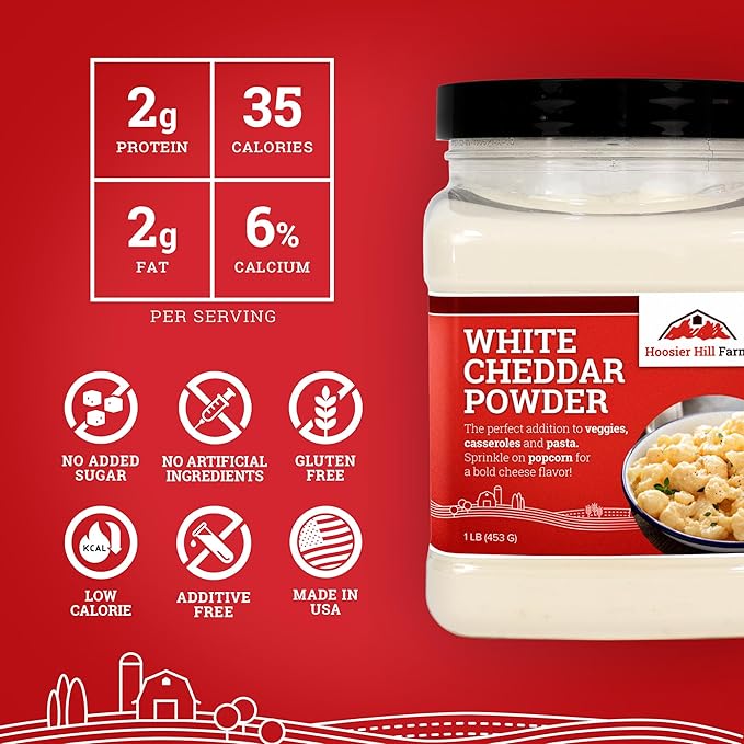 Hoosier Hill Farm White Cheddar Cheese Powder, 1LB (Pack of 1)