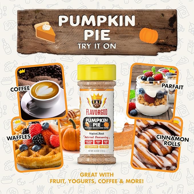 The Original Pumpkin Pie Spice Topper Seasoning Mix, 2 Bottles by Flavor God - Premium All Natural