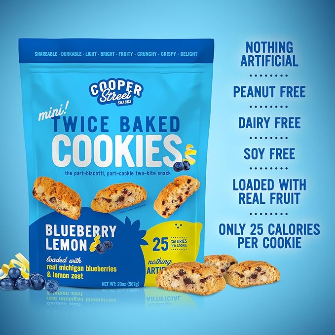 Cooper Street Twice-Baked Blueberry Lemon Biscotti Cookies (16 oz) ??Over 50 Biscotti per Bag
