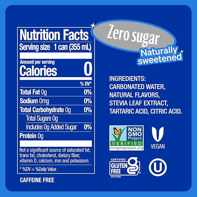 Zevia Zero Sugar Soda, Caffeine Free Cola, 12 oz Cans (24-Pack) ??Naturally Sweetened, Zero Calorie