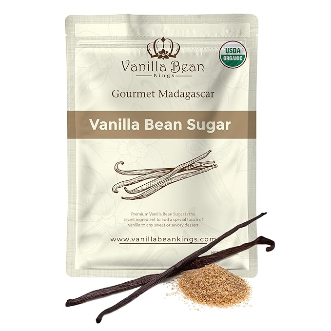Pure Vanilla Bean Sugar - Made with Real Madagascar Pods & Pure Cane Sugar - For Cooking, Baking, &