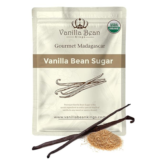 Pure Vanilla Bean Sugar - Made with Real Madagascar Pods & Pure Cane Sugar - For Cooking, Baking, &