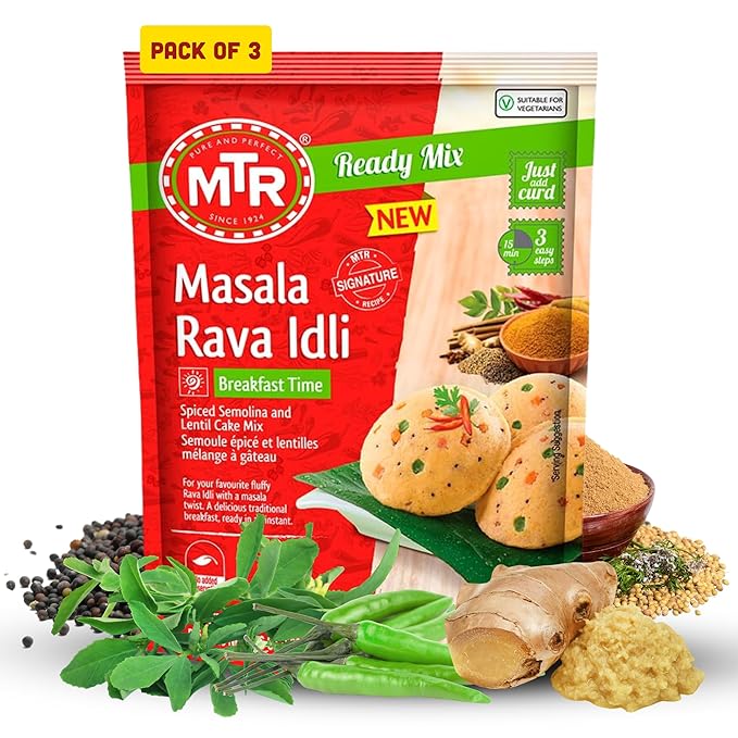 MTR Instant Masala Rava Idli Mix - Ready to Cook Authentic Indian Breakfast, Lunch, Dinner or Snack