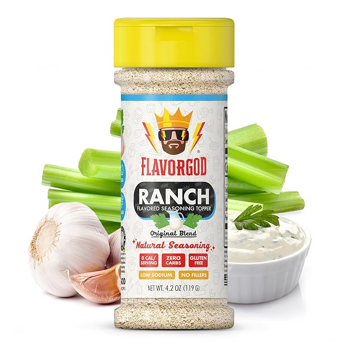 Ranch Seasoning by Flavor God, Sugar Free Ranch Substitute Low Sodium Seasoning, Gluten-Free Dry