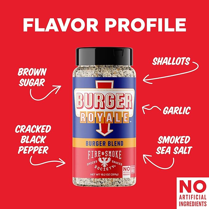 Fire & Smoke Burger Royale Burger Seasoning | BBQ Rub for Smoking and Grilling Meat | Beef, Pork