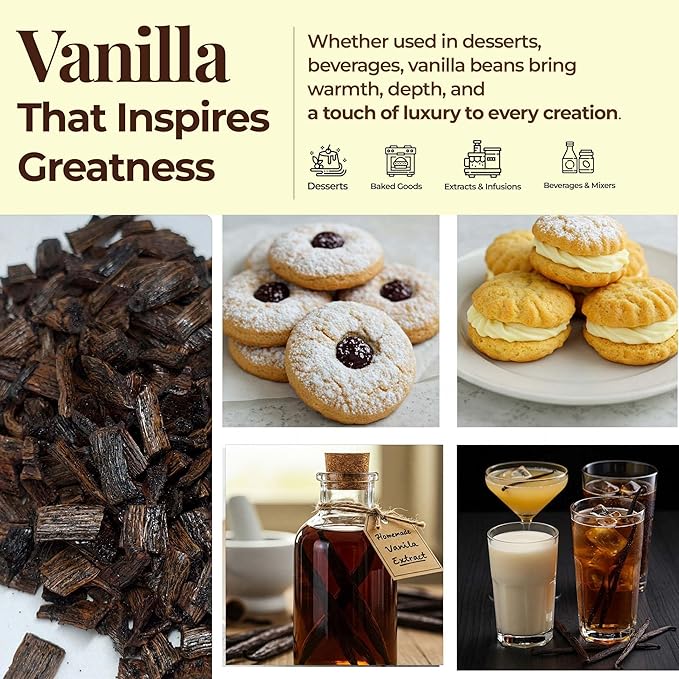 2 lb Bulk Vanilla Bean Splits, Cut from Whole Vanilla Beans for Making Vanilla Extract