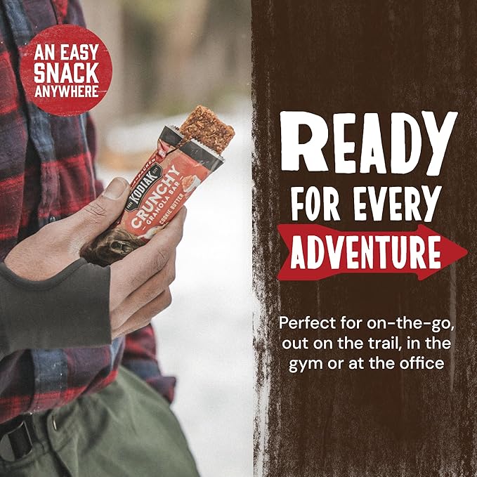 Kodiak Cakes Crunchy Granola Protien Snack Bars, Cookie Butter, High Protein, 100% Whole Grains, 12