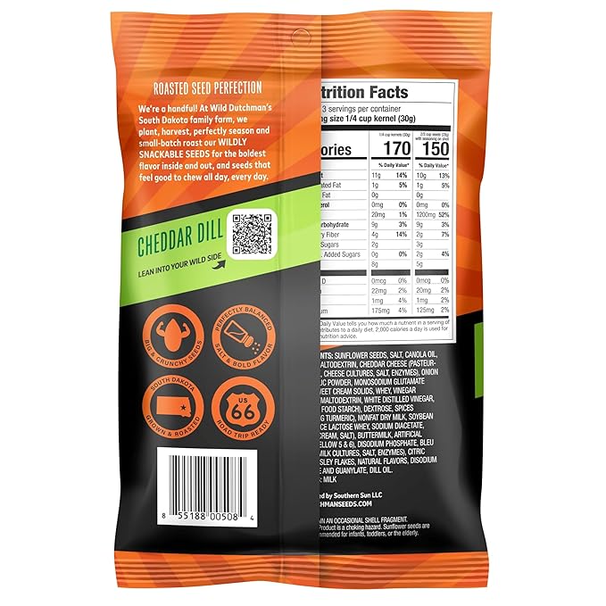 Wild Dutchman Roasted Sunflower Seeds in a Resealable Bag for Ultimate Freshness and an Easy Pour