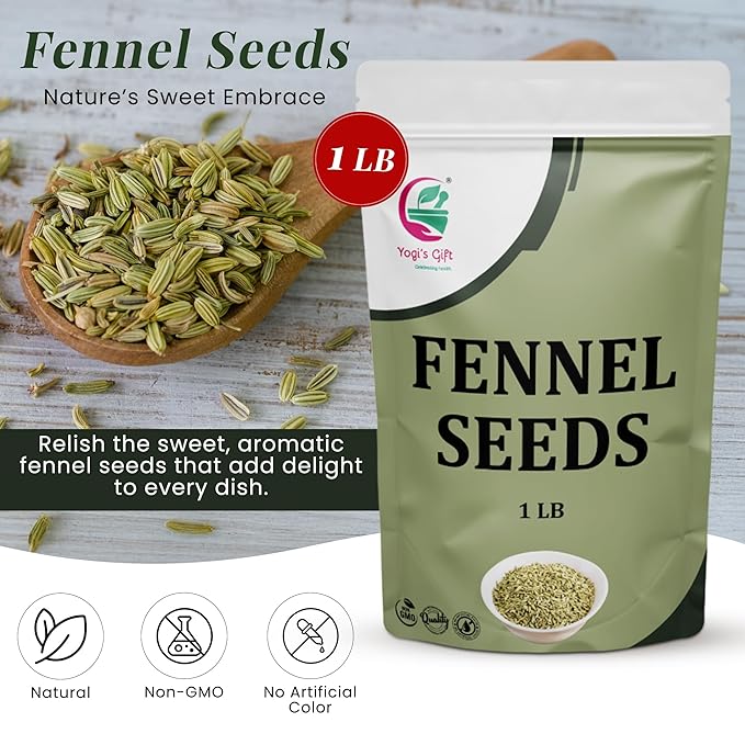 Fennel Seeds 1 LB, 100% Pure & Natural Whole Fennel, Premium Quality Spice for Cooking & Tea, Fresh