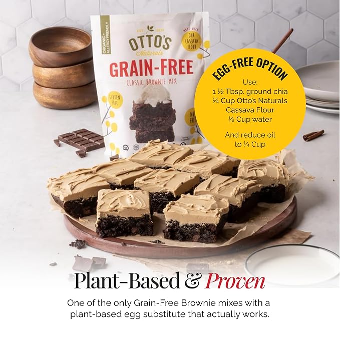 Otto's Naturals Grain-Free Classic Brownie Mix, 11.1 Oz., 6 Pack, Top 9 Allergen-Free, Versatile
