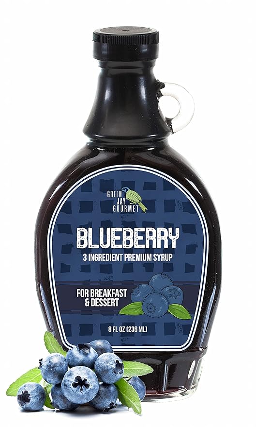 Green Jay Gourmet Blueberry Syrup - 3 Ingredient Premium Breakfast Syrup with Fresh Blueberries