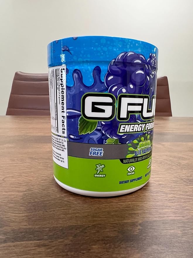 G Fuel Chug Rug Energy Drink Powder, Pre Workout Caffeine Mix for Gaming, Sugar Free Focus Amino, Vitamin + Antioxidants, 10.44oz (Sour Blue Raspberry, 40 Servings)