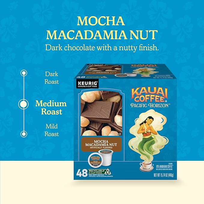Kauai Coffee K-Cup Pods for Keurig Brewers – Arabica Coffee, 10% Hawaiian – Medium Roast, Savory