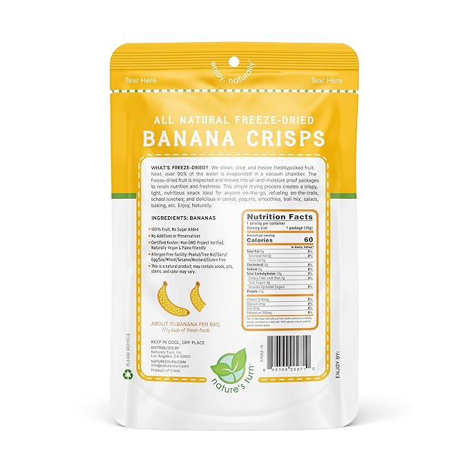 Nature’s Turn Freeze-Dried Banana Crisps – Healthy, Gluten-Free, Crispy & Delicious, Plant-Based
