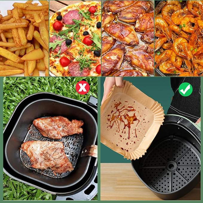 9inch 200Pcs Air Fryer Liners Disposable,Non-Stick Food Grade Air Fryer Parchment Paper Liner,Oil