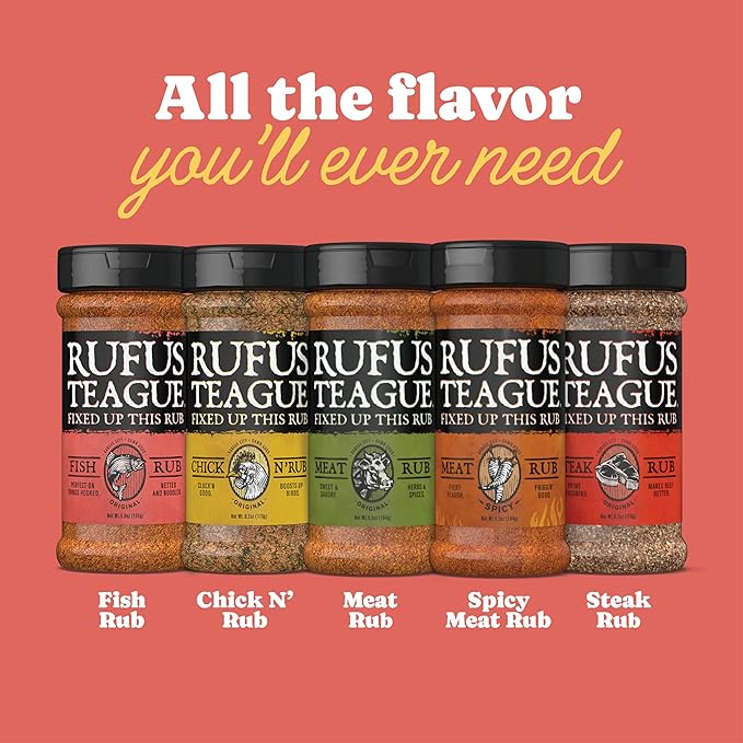 Rufus Teague Spicy Meat Rub, Premium Barbecue Seasoning & Dry Rub for Smoking and Grilling