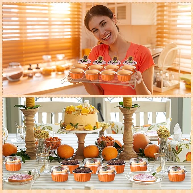 Gejoy 400 Pcs Aluminum Foil Baking Cups with Lids 5 oz Disposable Ramekins Mini Cake Pans Creme