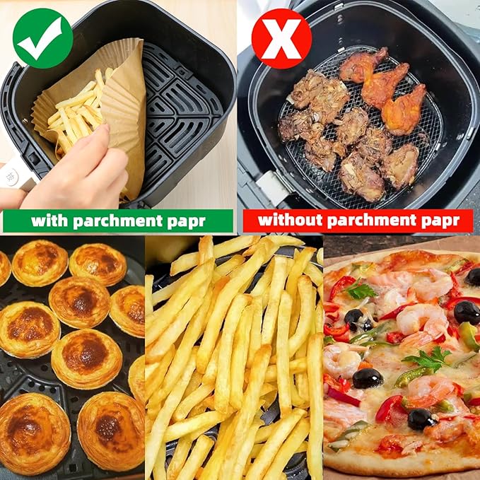 200PCS Air Fryer Liners Disposable,Victoyaw 8 Inch Square Air Fryer Parchment Paper Liners for