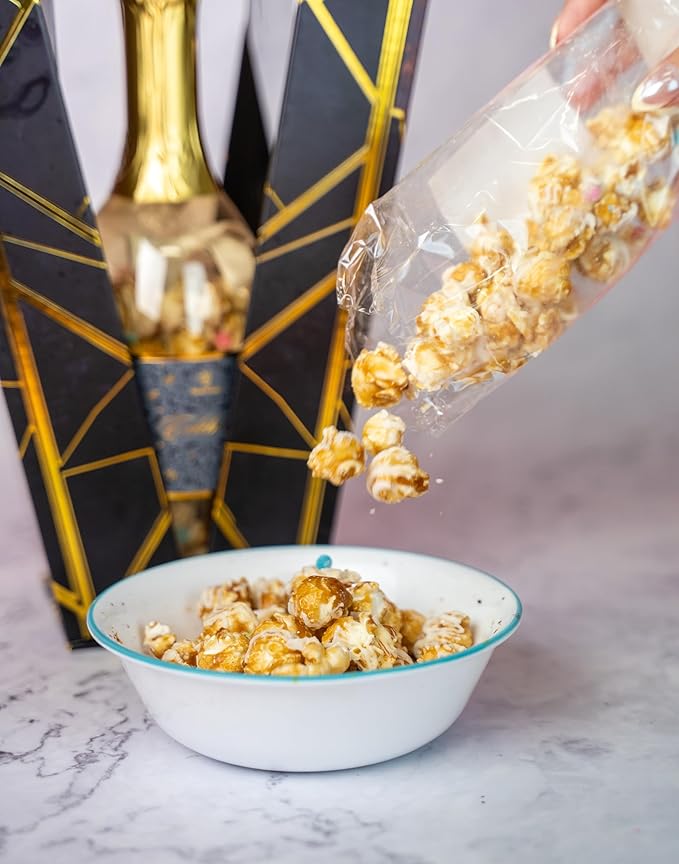 Luxe Bubble Box with Caramel White Chocolate Popcorn by Send A Cake, Ready to Gift, No Assembly
