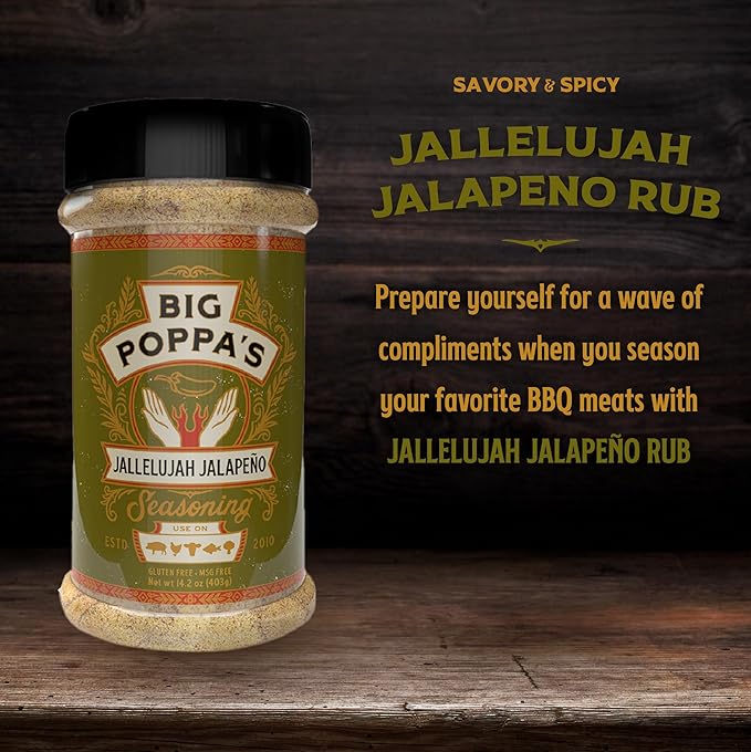 Big Poppa’s Jallelujah Spicy Jalapeño Seasoning – Bold Jalapeño Spice Blend for Steak, Chicken