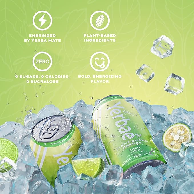 Yerbaé Energy Beverage Yuzu Lime - Lemon Lime Flavor. Energized by Yerba Mate. Naturally