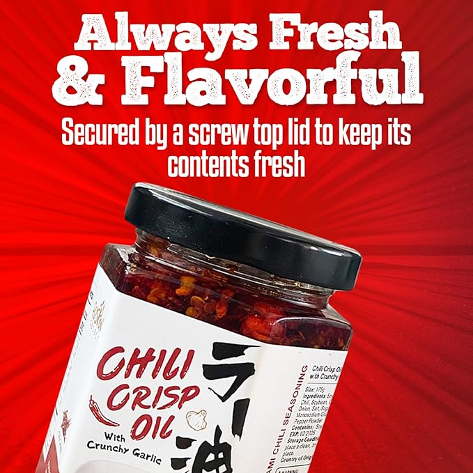 Fusion Select 350g Chili Crisp Oil - Crunchy Garlic Chili Oil, Umami Seasoning with Hot Peppers for