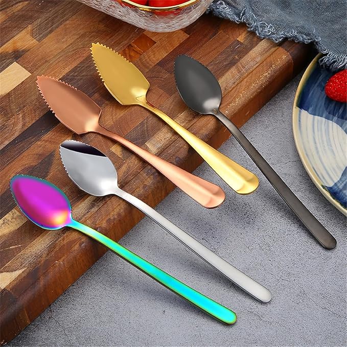 Stainless Steel Grapefruit Spoon For Citrus Fruit Watermelon Dessert Spoon Serrated Edge Ice Cream