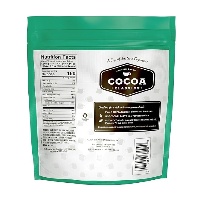 Cocoa Classics Mint Cocoa Mix, Hot Chocolate, Made with Nonfat Milk, Just Add Hot Water, Make Hot