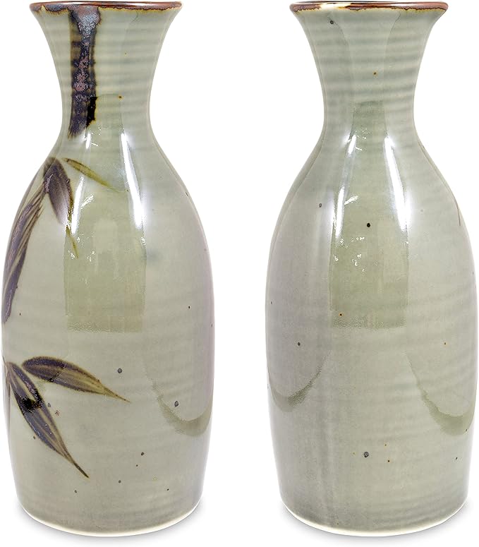 Product of Gifu Japan Japanese Sake Set, 1 Tokkuri Bottle Carafe and 4 Ochoko Cups Ceramic Sake