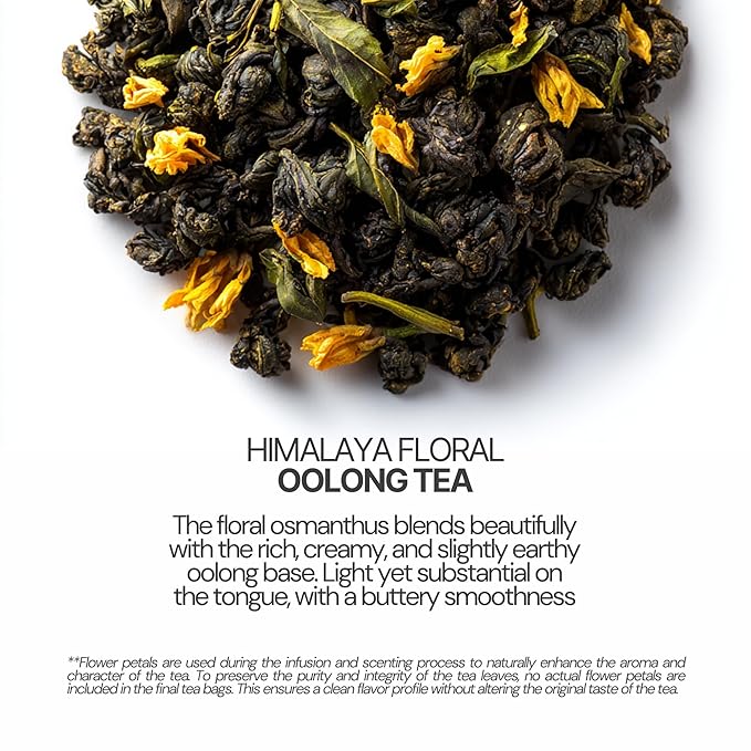 BLOSSOM RITUAL Himalayan Floral – Osmanthus Infused Oolong Loose Leaf – 20 Natural Based Pyramid