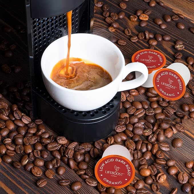 Lifeboost Dark Roast Low Acid Coffee K Cups - Single Origin Mold Free Non-GMO Organic Coffee Pods