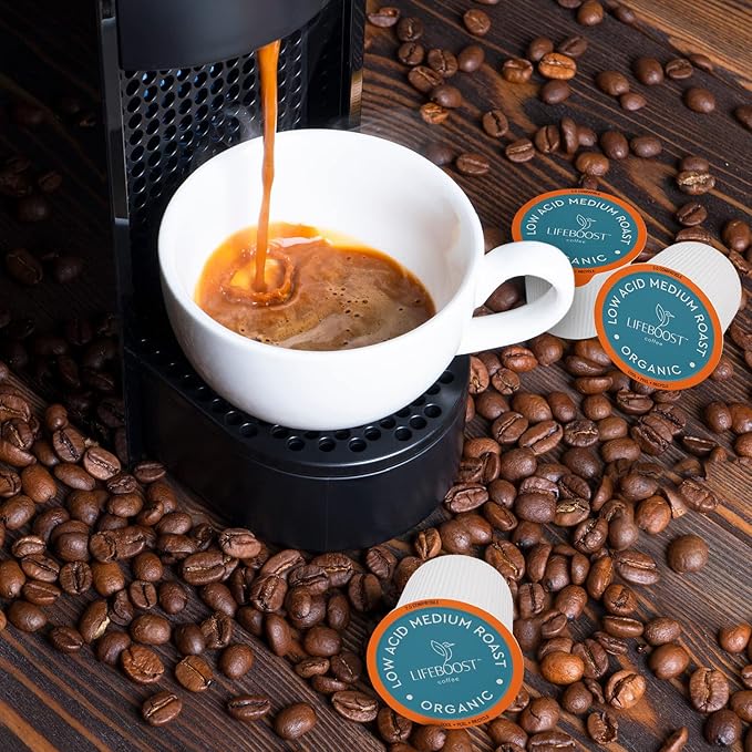 Lifeboost Medium Roast Low Acid Coffee K Cups - Single Origin Mold Free Non-GMO Organic Coffee Pods