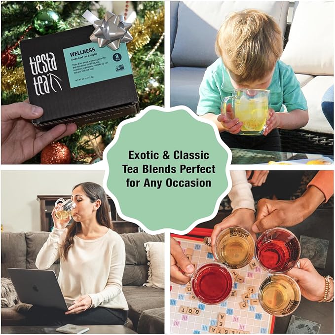 Tiesta Tea - Wellness Tea Sampler Dry Flight Set, Loose Leaf, High to No Caffeine, Makes Hot &