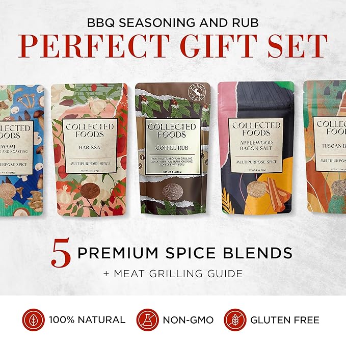 BBQ Seasoning and Rub Gift Set - BBQ Seasonings and Spices for Cooking with the Grill - Gourmet