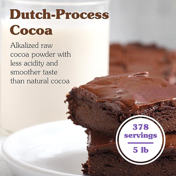 NuNaturals Organic Cocoa Powder, Premium Dutch-Process For Drinking and Baking, 5lb