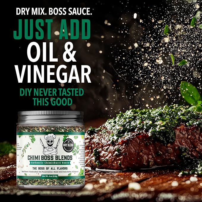 Chimi Boss Blends Chimichurri Original Dry Seasoning, 4 oz – Argentinian Herb & Garlic Rub with