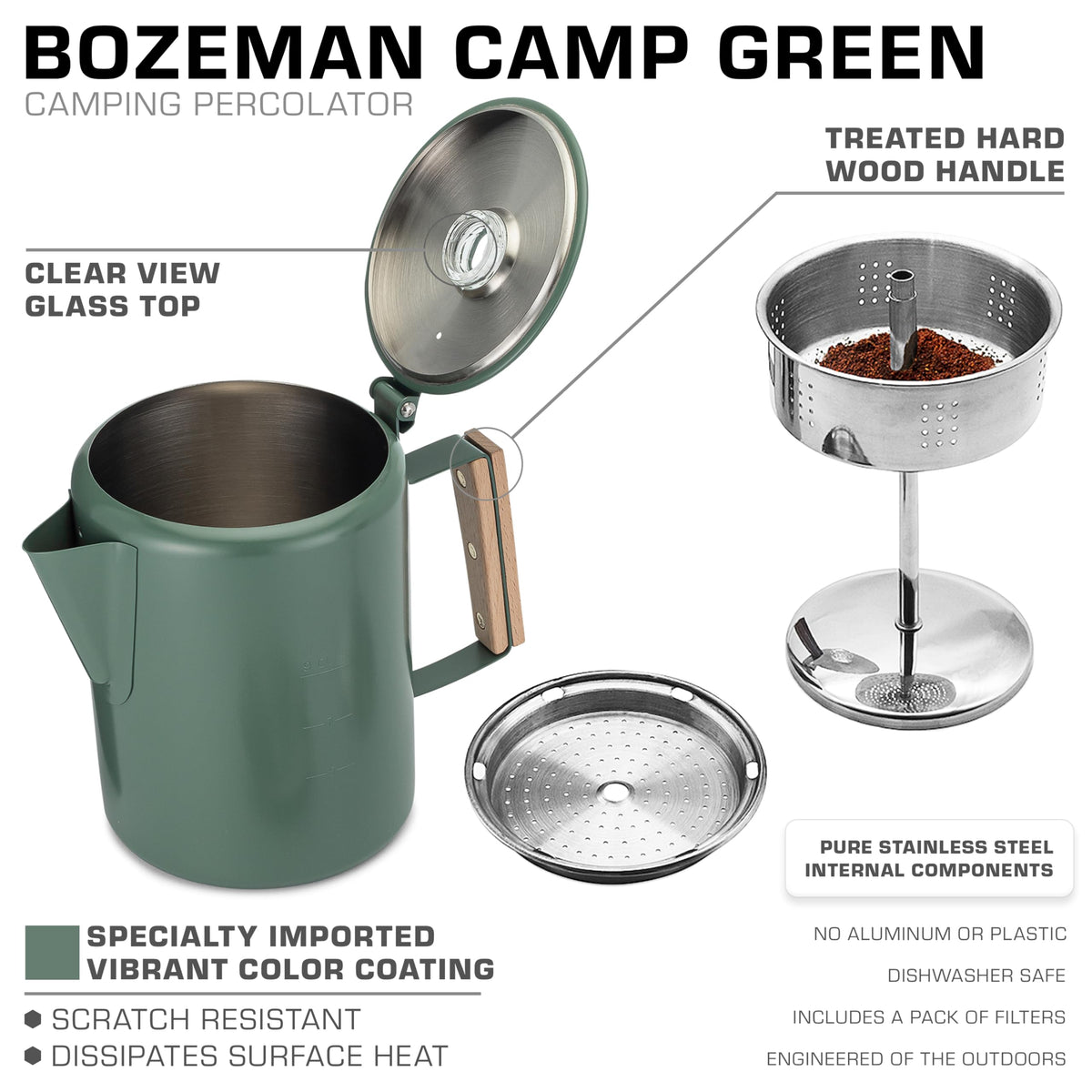 COLETTI Bozeman Color Series Percolator Coffee Pot — Camping Coffee Makers — Camping’s Favorite