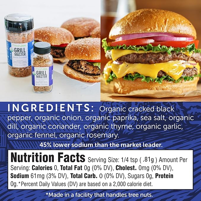 FreshJax Organic Burger Seasoning (5.5 oz) ??All-Purpose Hamburger Spice Rub for Grilling, BBQ