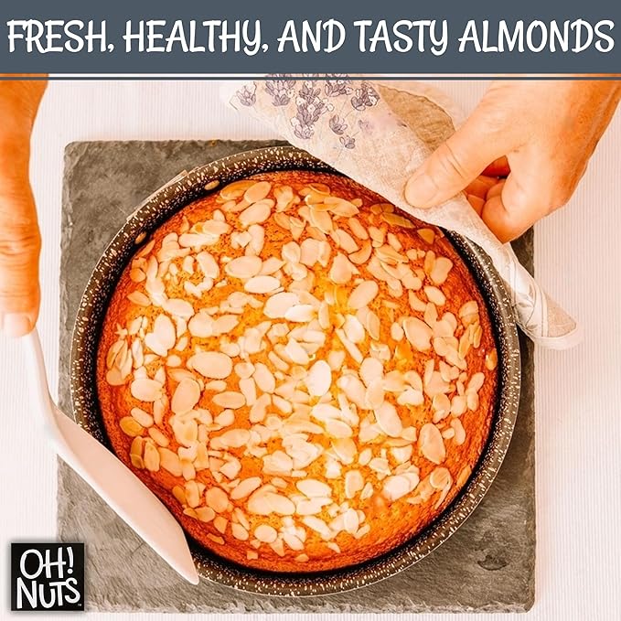 Oh! Nuts Almonds Natural Sliced - Raw - 100% Natural - 2 lb - High-Protein Almond Slices - Packed