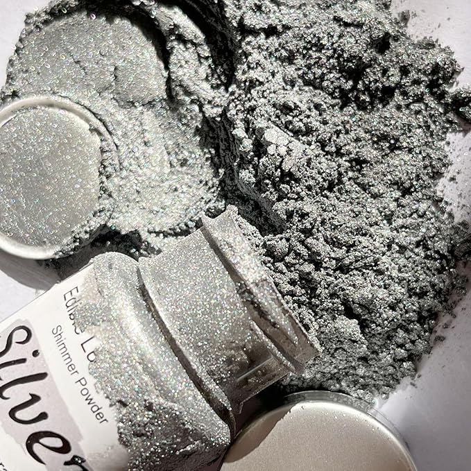 Silver Luster Dust Edible Glitter for Cakes Cocktails ??10g Colaele Edible Shimmering Dust for