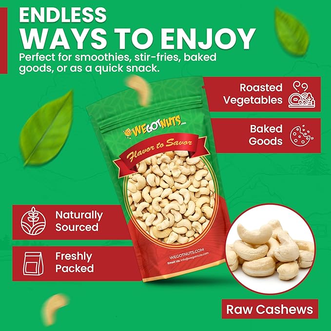 Raw Whole Unsalted Cashews ??5 lbs.- Premium Quality Kosher Raw Cashews By We Got Nuts ??Oil-Free