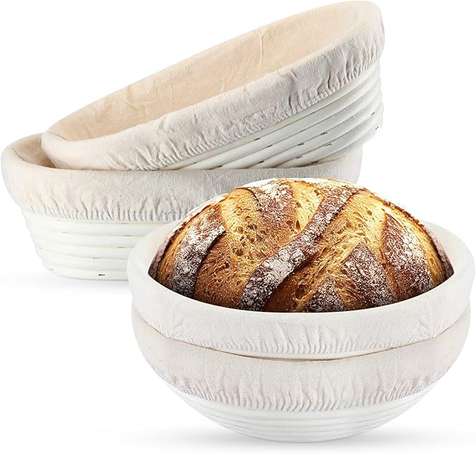 Nuanchu 4 Pcs Proofing Basket 9 Inch Round Bread Proofing Basket 10 Inch Oval Rattan Baking Bowl