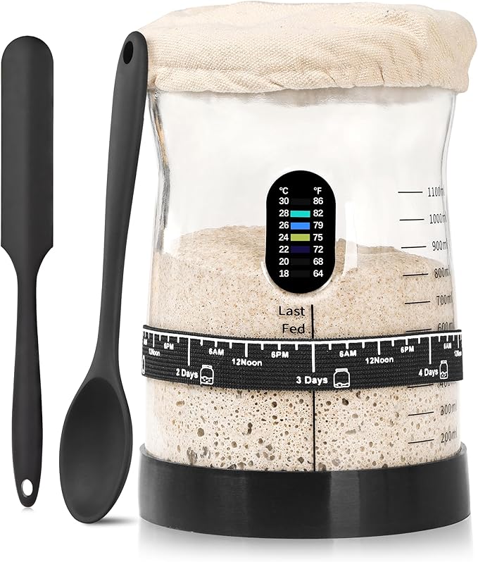 Sourdough Starter Kit -50 Oz Wide Bore and Large Capacity Sourdough Starter Jar- Perfect Sourdough