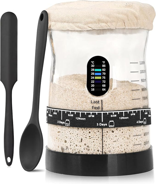 Sourdough Starter Kit -50 Oz Wide Bore and Large Capacity Sourdough Starter Jar- Perfect Sourdough