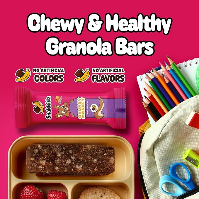 Snakkidz Organic Chewy Granola Bar, Allergen Free, Made with Avocado Oil, Low Sugar (45 Bars