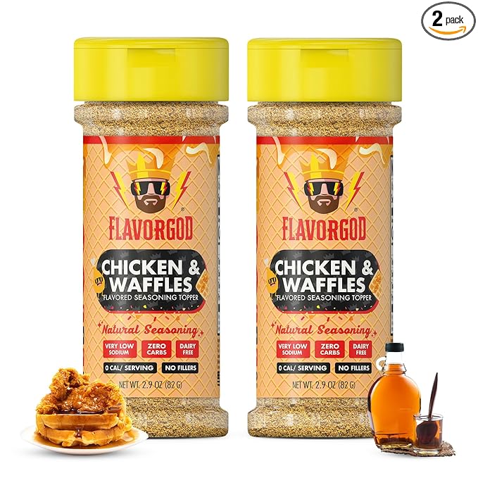 Chicken & Waffles Seasoning Topper Mix, 2 Bottles by Flavor God - Premium All Natural & Healthy