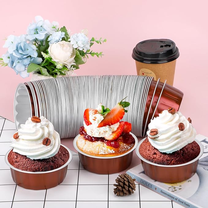 Beasea Aluminum Baking Cups, 8oz 200 Pack Disposable Ramekins Foil Cups Baking 3.9" Ramekin Cup