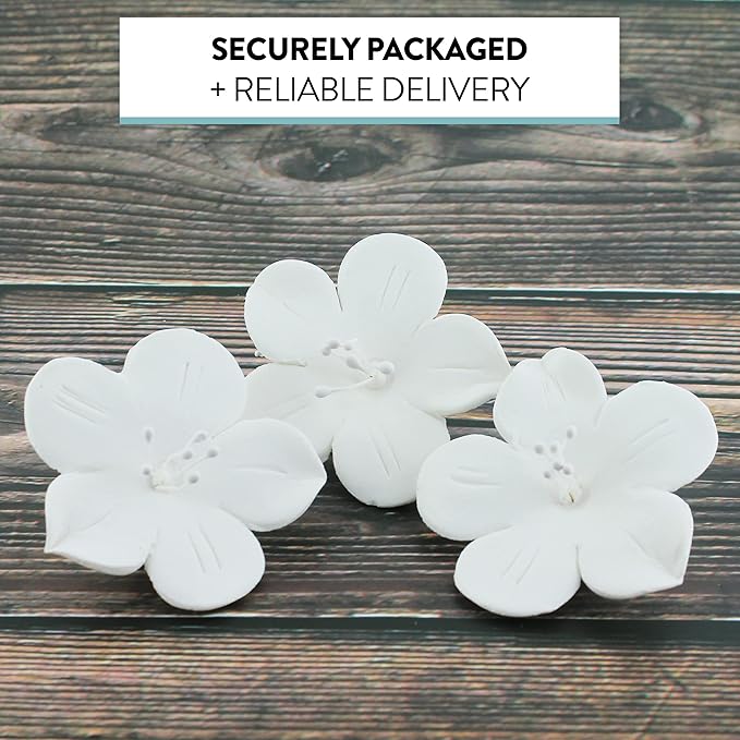 Global Sugar Art Fruit Blossom Sugar Cake Flowers, White with Wires, 12 Count by Chef Alan Tetreault