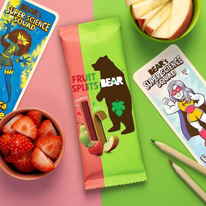 BEAR Real Fruit Snack Splits - Gluten Free, Vegan, and Non-GMO - Apple and Strawberry ??Healthy